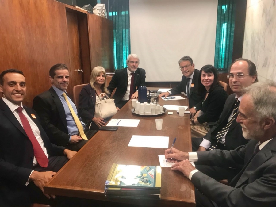 Da esq. para a dir., no sentido horário, Walter Moura, Luiz Fernando Botelho de Carvalho, Rita Cortez, Carlos Eduardo Machado, Antônio Laért Vieira Junior, Ludimila Lamounier, José Theodoro Mascarenhas Menck e Paulo Motta